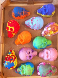 one of our lovely moms made the plaster skulls, but the color is by the kids