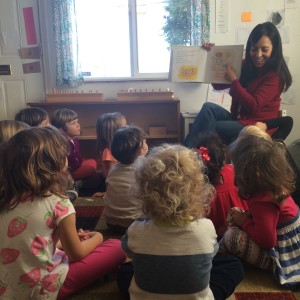 Student story time after we said good-bye to our parents.