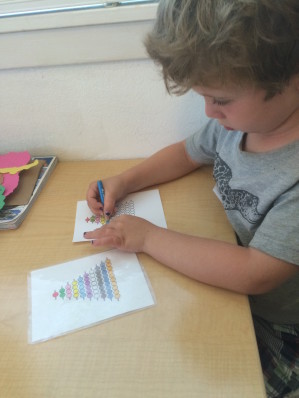 Concentrating on the colored beads